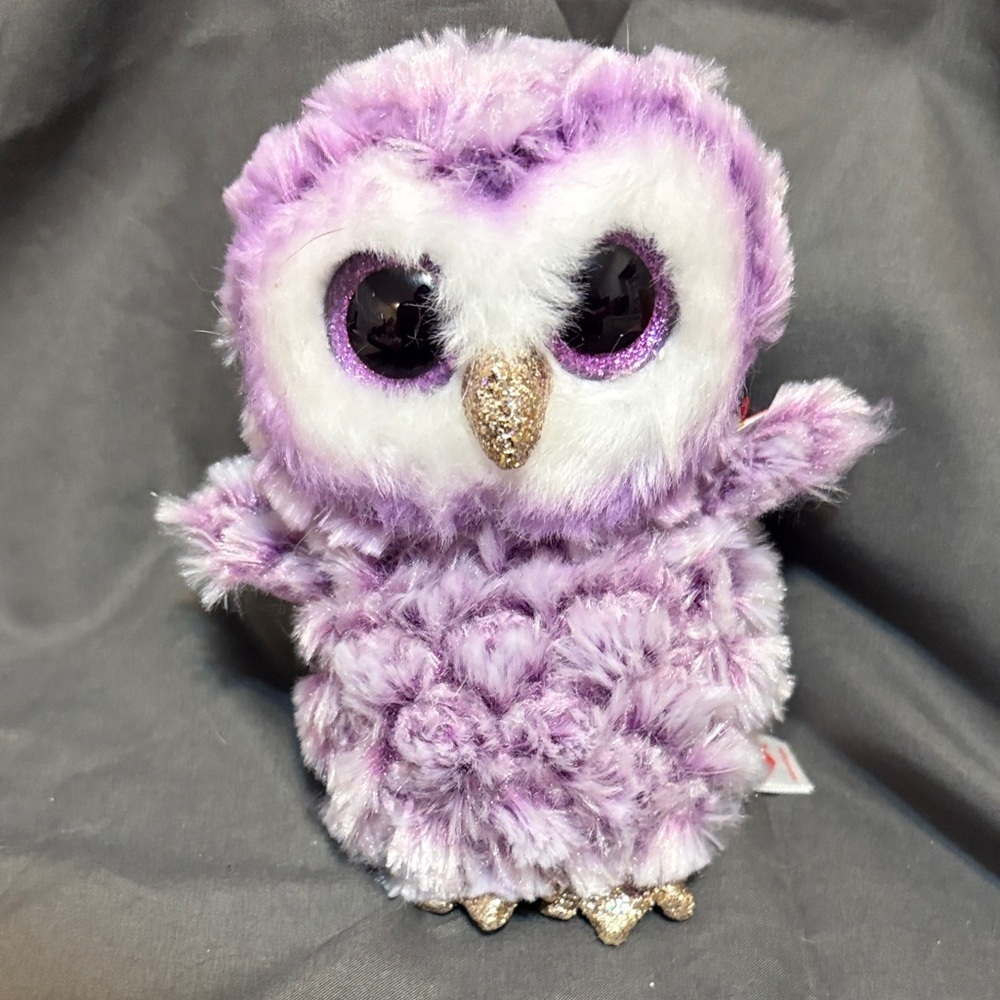 TY Silk Beanie Boos Plush MOONLIGHT the Purple OWL 6"  NEW with tags